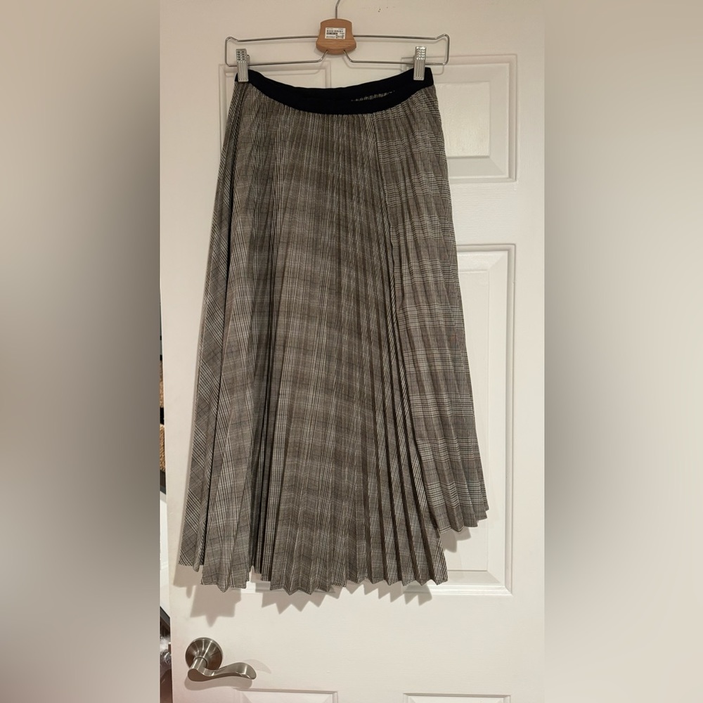 Korean Style Plaid Asymmetric Midi Skirt